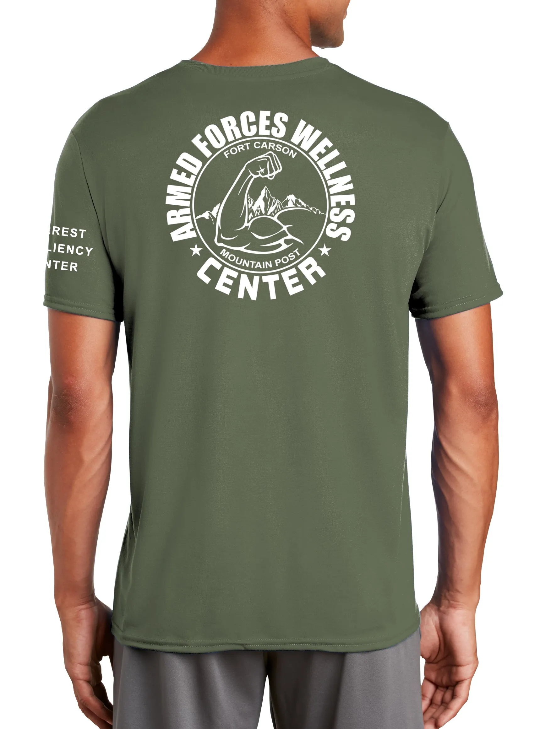 Colors Polyester Performance T-Shirt. (Feels like Cotton) Art on Back, Round Design.