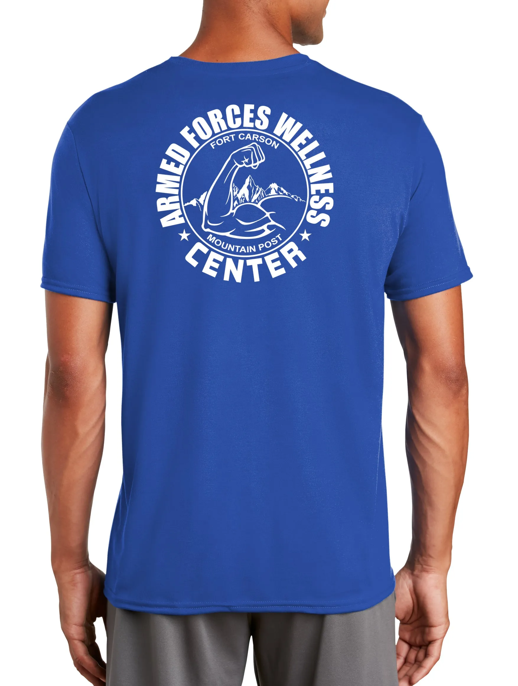 Colors Polyester Performance T-Shirt. (Feels like Cotton) Art on Back, Round Design.