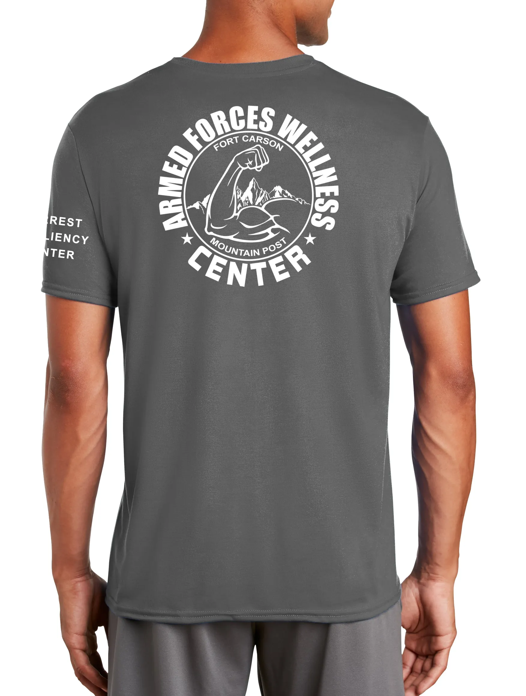 Colors Polyester Performance T-Shirt. (Feels like Cotton) Art on Back, Round Design.