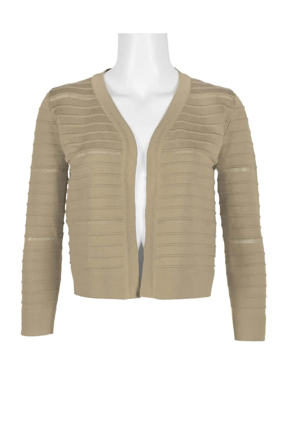 Nina Leonard Banded Long Sleeve Ribbed Knit Jacket