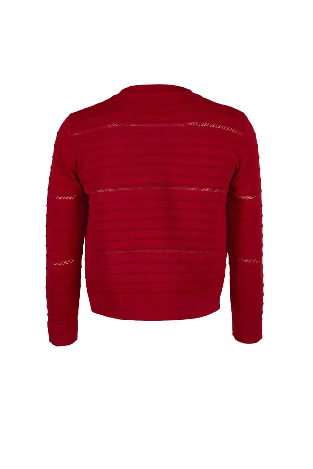Nina Leonard Banded Long Sleeve Ribbed Knit Jacket