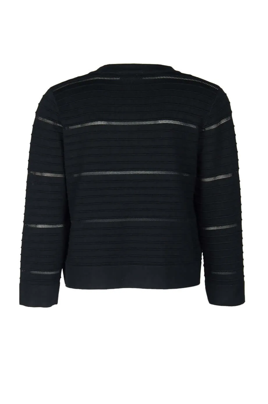 Nina Leonard Banded Long Sleeve Ribbed Knit Jacket