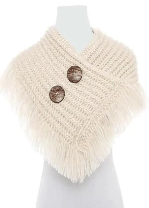 Trendy and Stylish Button/Fringe Accented Scarf/Shawl