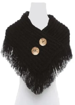 Trendy and Stylish Button/Fringe Accented Scarf/Shawl