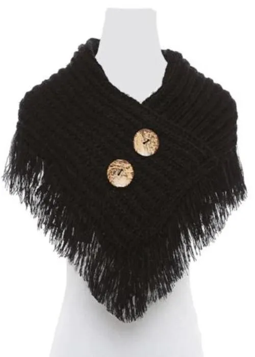 Trendy and Stylish Button/Fringe Accented Scarf/Shawl