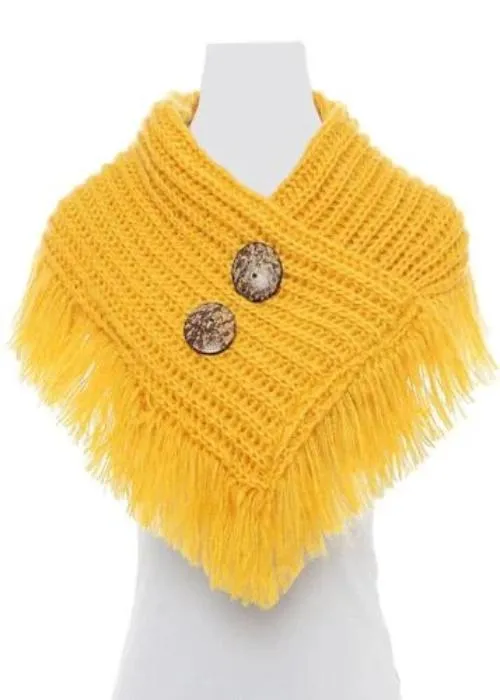 Trendy and Stylish Button/Fringe Accented Scarf/Shawl